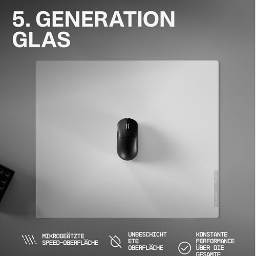 Wallhack SP-005 Glas Gaming Mauspad – Speed Surface für Esports, großes Mauspad, ultra-gleitfähiges Low-Friction Tracking, gehärtetes Glas, flaches ergonomisches Profil, inkl. Carry Case | Skypad Weiß Bild 2
