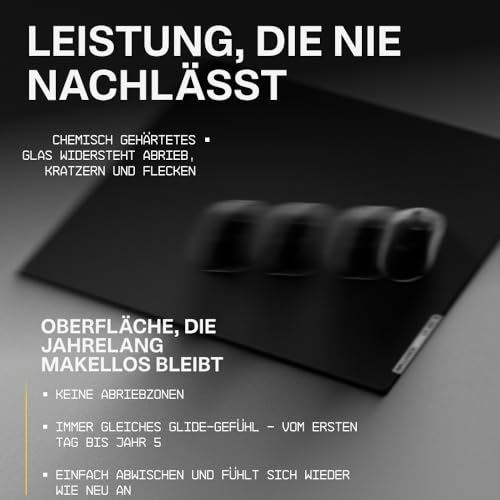 Wallhack SP-005 Glas Gaming Mauspad – Speed Surface für Esports, großes Mauspad ultra-gleitfähiges Low-Friction Tracking, gehärtetes Glas, flaches ergonomisches Profil inkl. Carry Case |Skypad Schwarz Bild 6