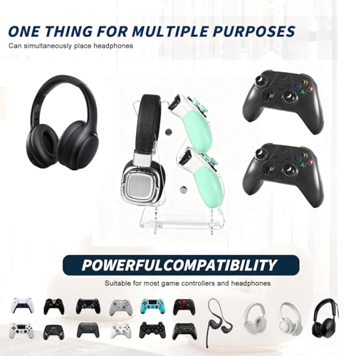 Controller Halter, Controller Halterung, 2 Ebenen Gamepad Ständer, Universeller Headset Gaming Controllerhalter für Xbox, PS5 und PS4, Acryl, 1 Stück, Transparenter Bild 4