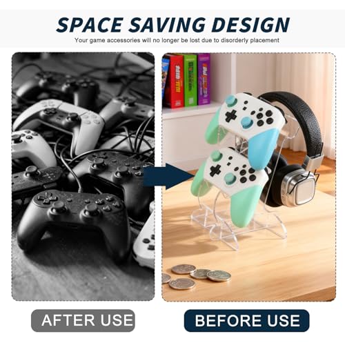 Controller Halter, Controller Halterung, 2 Ebenen Gamepad Ständer, Universeller Headset Gaming Controllerhalter für Xbox, PS5 und PS4, Acryl, 1 Stück, Transparenter Bild 5