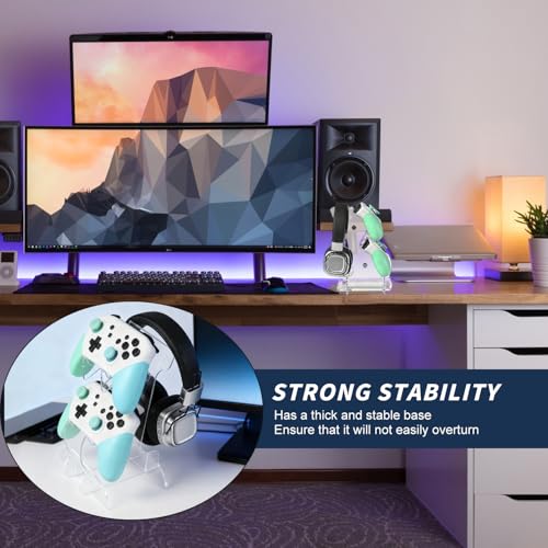 Controller Halter, Controller Halterung, 2 Ebenen Gamepad Ständer, Universeller Headset Gaming Controllerhalter für Xbox, PS5 und PS4, Acryl, 1 Stück, Transparenter Bild 7