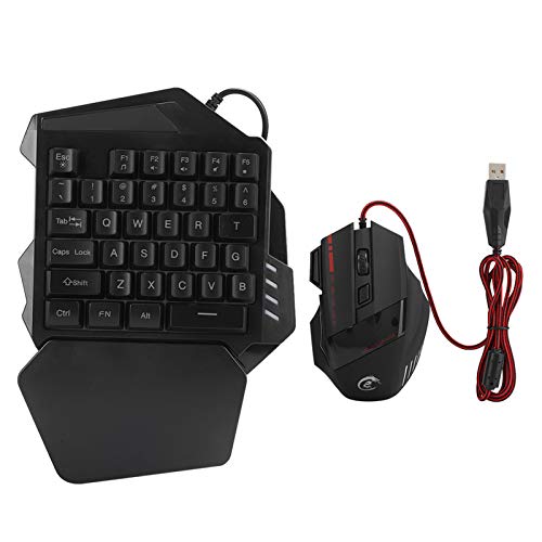 Ejoyous Einhand-Gaming-Tastatur, Unterstützt 5 Einstellbare DPI, PC-Gamer-Spieltastatur und Maus-Set, Einfach zu Bedienen für Heimspiele Bild 1