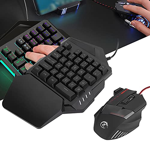 Ejoyous Einhand-Gaming-Tastatur, Unterstützt 5 Einstellbare DPI, PC-Gamer-Spieltastatur und Maus-Set, Einfach zu Bedienen für Heimspiele Bild 3