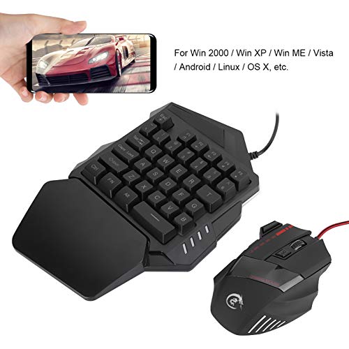 Ejoyous Einhand-Gaming-Tastatur, Unterstützt 5 Einstellbare DPI, PC-Gamer-Spieltastatur und Maus-Set, Einfach zu Bedienen für Heimspiele Bild 4