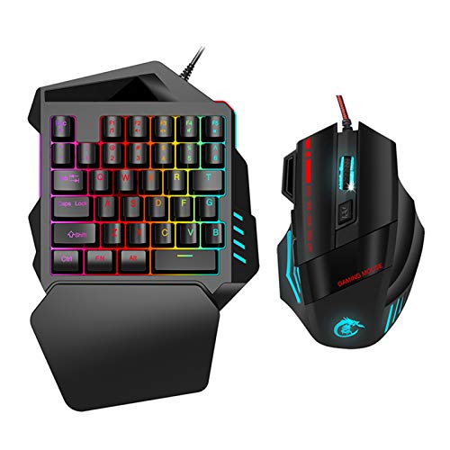 Ejoyous Einhand-Gaming-Tastatur, Unterstützt 5 Einstellbare DPI, PC-Gamer-Spieltastatur und Maus-Set, Einfach zu Bedienen für Heimspiele Bild 7