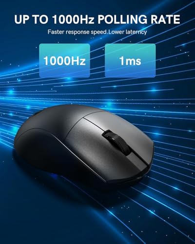 Redragon M821 Ergonomische Maus, Kabellose Gaming Maus,54 g Ultraleicht Wireless Mouse, Tri-Mode 2.4G/Bluetooth/USB-C, 1000Hz Abfragerate, Bis zu 12800 DPI, 70h Akku, für PC/Laptop, Schwarz Bild 6