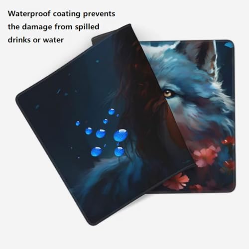 Mauspad XXL 1000x500mm, Wolf Mousepad XXL Mauspad Gaming Prinzessin Mouse Pad mit Genähten Kanten, Rutschfest und Wasserabweisend Schreibtisch Unterlage Groß Desk Mat für Tastatur und Maus -MP786 Bild 6
