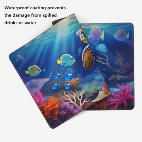 Mauspad XXL 1000x500mm, Meeresschildkröte Mousepad XXL Mauspad Gaming Tiefseefisch Mouse Pad mit Genähten Kanten, Rutschfest Schreibtisch Unterlage Groß Desk Mat für Tastatur und Maus -MP754 Bild 4