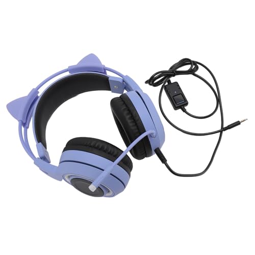 Wakects Katzenohren-Kopfhörer, Geräuschreduzierung, Plug-and-Play-Gaming-Headset, Inline-Steuerung für Spielekonsole (Purple) Bild 2