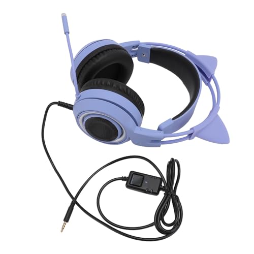 Wakects Katzenohren-Kopfhörer, Geräuschreduzierung, Plug-and-Play-Gaming-Headset, Inline-Steuerung für Spielekonsole (Purple) Bild 3