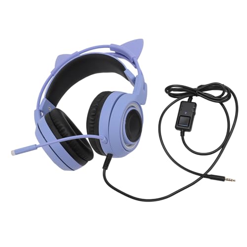 Wakects Katzenohren-Kopfhörer, Geräuschreduzierung, Plug-and-Play-Gaming-Headset, Inline-Steuerung für Spielekonsole (Purple) Bild 4