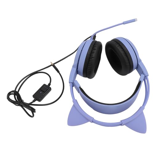 Wakects Katzenohren-Kopfhörer, Geräuschreduzierung, Plug-and-Play-Gaming-Headset, Inline-Steuerung für Spielekonsole (Purple) Bild 6
