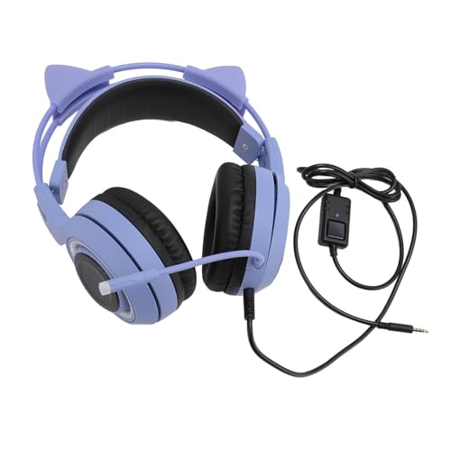 Wakects Katzenohren-Kopfhörer, Geräuschreduzierung, Plug-and-Play-Gaming-Headset, Inline-Steuerung für Spielekonsole (Purple) Bild 7