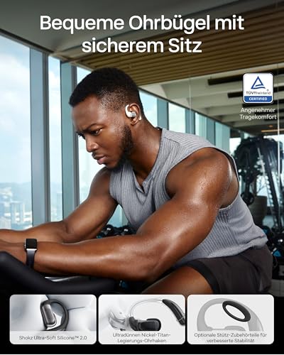 SHOKZ OpenFit Pro Open-Ear-Kopfhörer mit Open-Ear Geräuschreduzierung, Optimised for Dolby Atmos, Tiefe Bässe, 50H Akku, klare Anrufe für Arbeit, Sport, Outdoor Bluetooth 6.1, IP55, Weiß Bild 5
