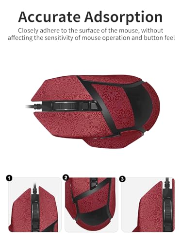 1 Set Mouse Anti-Slip Grip Tape für Razer Basilisk V3 Pro, Schweißbeständig, Einfach zu bedienen, Selbstklebendes Design, Professionelle Mäuse Upgrade Kit,Rot Schneeflockenmuster Bild 3
