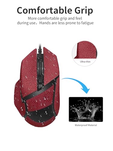 1 Set Mouse Anti-Slip Grip Tape für Razer Basilisk V3 Pro, Schweißbeständig, Einfach zu bedienen, Selbstklebendes Design, Professionelle Mäuse Upgrade Kit,Rot Schneeflockenmuster Bild 4