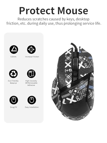 1 Set Mouse Anti-Slip Grip Tape für Razer Basilisk V3 Pro, Schweißbeständig, Einfach zu bedienen, Selbstklebendes Design, Professionelle Mäuse Upgrade Kit,schwarzes gedrucktes Muster Bild 2