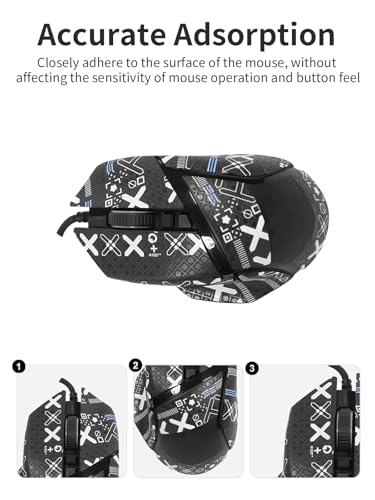 1 Set Mouse Anti-Slip Grip Tape für Razer Basilisk V3 Pro, Schweißbeständig, Einfach zu bedienen, Selbstklebendes Design, Professionelle Mäuse Upgrade Kit,schwarzes gedrucktes Muster Bild 3