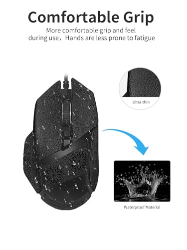1 Set Mouse Anti-Slip Grip Tape für Razer Basilisk V3 Pro, Schweißbeständig, Einfach zu bedienen, Selbstklebendes Design, Professionelle Mäuse Upgrade Kit,Schwarzes Schneeflockenmuster Bild 4