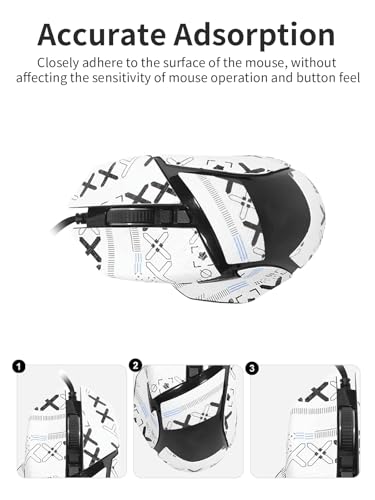 1 Set Mouse Anti-Slip Grip Tape für Razer Basilisk V3 Pro, Schweißbeständig, Einfach zu bedienen, Selbstklebendes Design, Professionelle Mäuse Upgrade Kit,Weißes gedrucktes Muster Bild 3