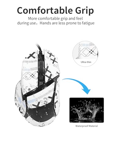 1 Set Mouse Anti-Slip Grip Tape für Razer Basilisk V3 Pro, Schweißbeständig, Einfach zu bedienen, Selbstklebendes Design, Professionelle Mäuse Upgrade Kit,Weißes gedrucktes Muster Bild 4