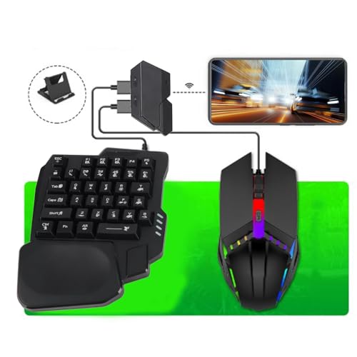 RGB-hintergrundbeleuchtete Einhand-Gaming-Tastatur und -Maus-Kombination, Verstellbarer Telefonständer, Schnelles Aufladen für Mobiles Gaming auf und Bild 3