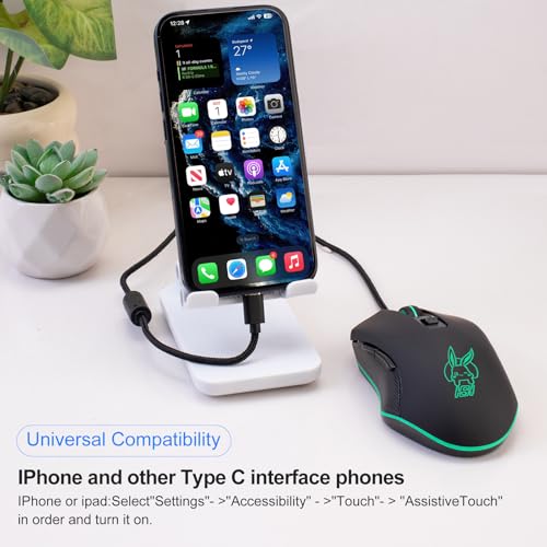 Kabelgebundene Gaming-Maus USB C Leise Klicken 7 Farben RGB Hintergrundbeleuchtung Optische Typ-C Mäuse mit 1.5m kabel 3600D-PI 6 Tasten Ergonomische Mouse für Telefon Tablets Laptops Mac Surface Bild 6