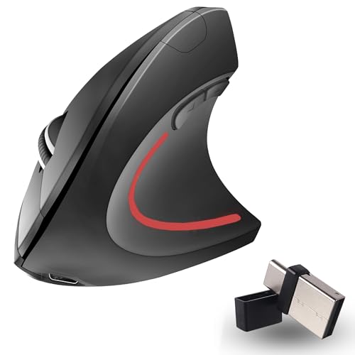 Ergonomische Maus Kabellose Vertikales 2.4GHz (USB-A+ USB-C Adapter) 2 Modi Wiederaufladbare Wireless Mice 1600d-pi 6 Tasten, Leise Mouse für Laptop/Computer/Mac/Windows/PC/Tablet/iPad, Rechtshänder Bild 1