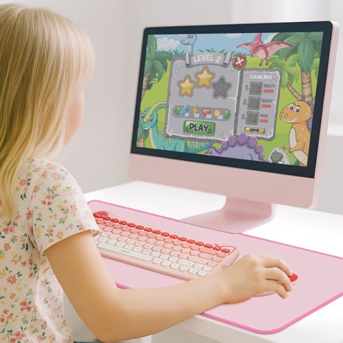 LogiLink kabellose 2,4 GHz kindgerechte Tastatur-Maus-Kombi 1600 DPI QWERTZ-Layout Windows MAC 85 Tasten 12 Multimediatasten Katzen-Design Energiesparmodus Pink Bild 3