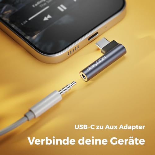 deleyCON USB C auf Klinke 3,5mm Audio Adapter für Kopfhörer/Musik/Telefonieren/Mikrofon - Handy, Smartphone, Tablet, Headset, Lautsprecher - für iPhone 17 16 15, iPad, Galaxy S26 S25 S24 A16 A56 Bild 3