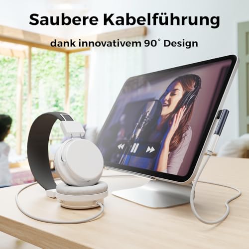 deleyCON USB C auf Klinke 3,5mm Audio Adapter für Kopfhörer/Musik/Telefonieren/Mikrofon - Handy, Smartphone, Tablet, Headset, Lautsprecher - für iPhone 17 16 15, iPad, Galaxy S26 S25 S24 A16 A56 Bild 4