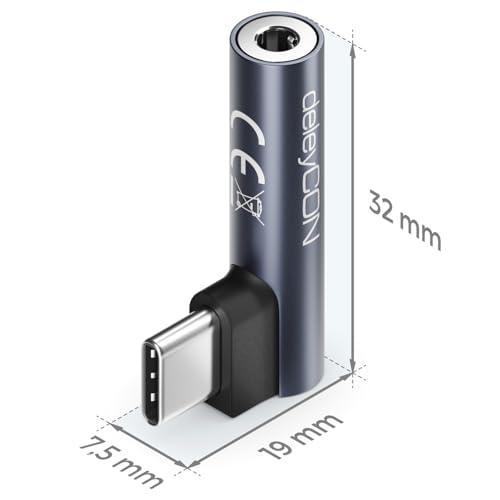 deleyCON USB C auf Klinke 3,5mm Audio Adapter für Kopfhörer/Musik/Telefonieren/Mikrofon - Handy, Smartphone, Tablet, Headset, Lautsprecher - für iPhone 17 16 15, iPad, Galaxy S26 S25 S24 A16 A56 Bild 6