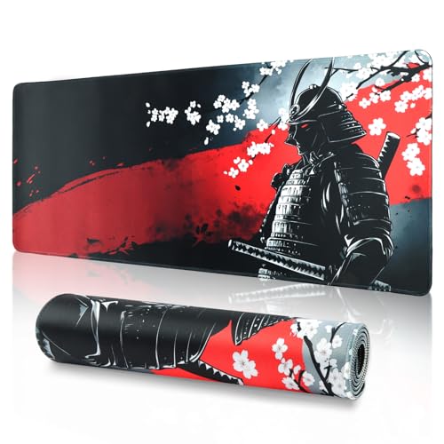 Großes Gaming Mauspad, Erweiterte Vernähte Schreibtischunterlage, Gaming Mauspads mit rutschfeste Gummibasis, Wasserdicht Mousepad für Büro, Gamer und Zuhause (Krieger,800 x 300 x 3 mm) Bild 1