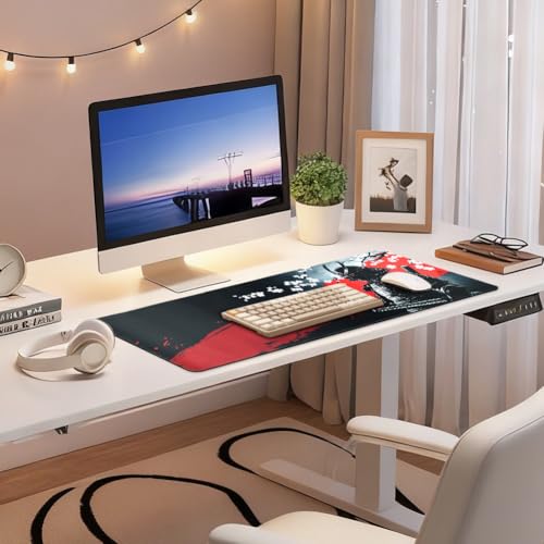 Großes Gaming Mauspad, Erweiterte Vernähte Schreibtischunterlage, Gaming Mauspads mit rutschfeste Gummibasis, Wasserdicht Mousepad für Büro, Gamer und Zuhause (Krieger,800 x 300 x 3 mm) Bild 5
