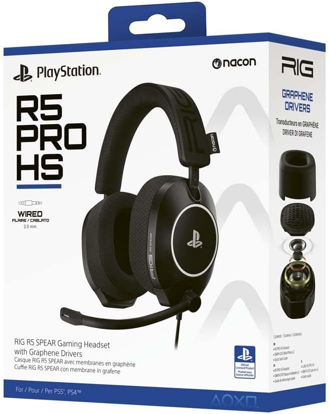 Sony R5 Pro HS Kabelgebundenes Gaming-Headset, Schwarz, offiziell lizenziert für PS5, PS4-kompatibel. Kabelgebundenes Headset mit 3,5-mm-Klinkenstecker. Bild 6