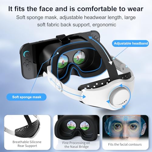 VR Headset für Nintendo Switch 2 (2025) Verbesserte Virtual Reality VR Brille 3D Brille mit Pupillen- und Objektabstand Einstellbare HD-Objektive und komfortables Elite Edition Kopfband Bild 3