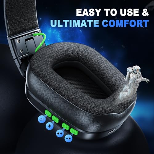 VK80 2,4-GHz-Funk-Gaming-Headset für PC, geringe Latenz, über 50 Stunden Akkulaufzeit, Bluetooth-Kopfhörer, Stereo-Sound-Headset für Switch, matt-hellschwarz Bild 5