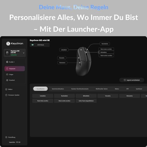 Keychron M3 Mini Gaming-Maus, 2.4 GHz & Bluetooth 5.3, programmierbar, PixArt 3950-Sensor, 30000 DPI, 8K-Polling-Rate, Ultraleicht, Optische Maus kompatibel mit Windows, macOS & Linux – Weiß Bild 2