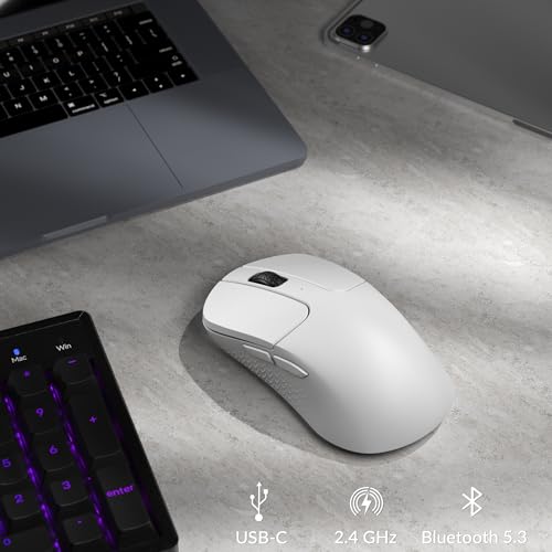 Keychron M3 Mini Gaming-Maus, 2.4 GHz & Bluetooth 5.3, programmierbar, PixArt 3950-Sensor, 30000 DPI, 8K-Polling-Rate, Ultraleicht, Optische Maus kompatibel mit Windows, macOS & Linux – Weiß Bild 3