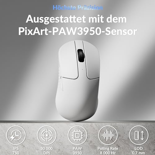 Keychron M3 Mini Gaming-Maus, 2.4 GHz & Bluetooth 5.3, programmierbar, PixArt 3950-Sensor, 30000 DPI, 8K-Polling-Rate, Ultraleicht, Optische Maus kompatibel mit Windows, macOS & Linux – Weiß Bild 4