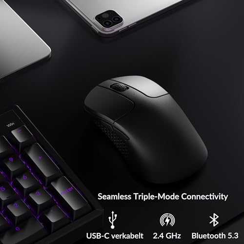 Keychron M3 Mini 8000 Hz Kabellose Gaming-Maus, 2,4 GHz & Bluetooth 5.3, PixArt 3950 Sensor, 30000 DPI, programmierbar mit Launcher, Ultraleicht 55g, kompatibel mit Windows, macOS und Linux – Schwarz Bild 3