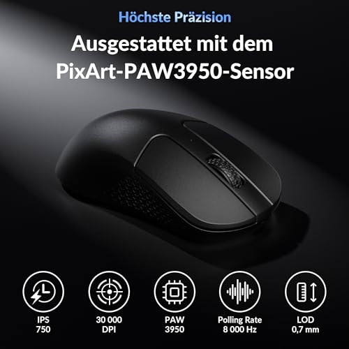 Keychron M3 Mini 8000 Hz Kabellose Gaming-Maus, 2,4 GHz & Bluetooth 5.3, PixArt 3950 Sensor, 30000 DPI, programmierbar mit Launcher, Ultraleicht 55g, kompatibel mit Windows, macOS und Linux – Schwarz Bild 6