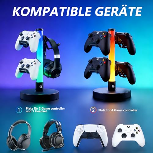 VCOM Kopfhörer Ständer mit 17 RGB- Lichtmodi, Controller Halter mit Fernbedienung, Universaler Gaming Headset Halterung für PC Gamer PS4 PS5 Xbox Bild 5