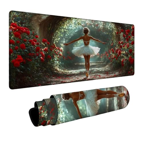 Mauspad Frau Mauspad xxl 100x50x0.3cm Wasserdicht Mousepad Antirutsch Gummibasis Schreibtischunterlage für Büro Gaming, Mouse Pad Blume für Pc Gaming Maus Tastatur Kabellos Laptop Herbstdeko DBYH-0170 Bild 1