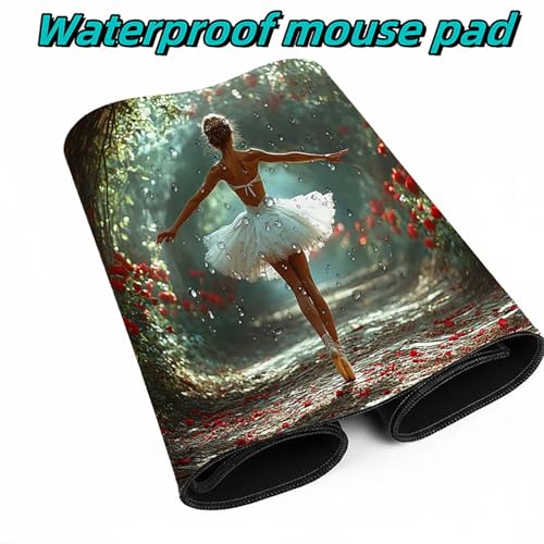 Mauspad Frau Mauspad xxl 100x50x0.3cm Wasserdicht Mousepad Antirutsch Gummibasis Schreibtischunterlage für Büro Gaming, Mouse Pad Blume für Pc Gaming Maus Tastatur Kabellos Laptop Herbstdeko DBYH-0170 Bild 4