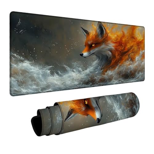 Mauspad Fuchs Mousepad Tier, Mousepad XXL 500x1000x3 mm Genähte Kanten Genauigkeit und Geschwindigkeit Verbessern, Maus Schreibtischunterlage für Büro Gaming Zubehör Geschenke für Männer DBYH-1789 Bild 1