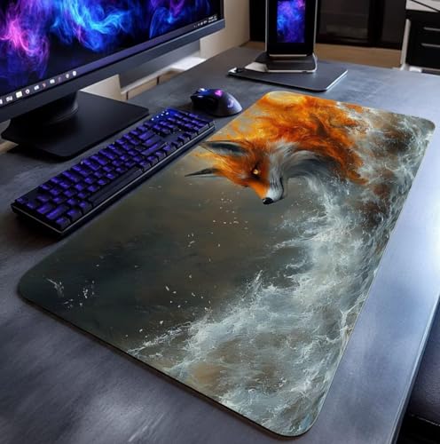 Mauspad Fuchs Mousepad Tier, Mousepad XXL 500x1000x3 mm Genähte Kanten Genauigkeit und Geschwindigkeit Verbessern, Maus Schreibtischunterlage für Büro Gaming Zubehör Geschenke für Männer DBYH-1789 Bild 3