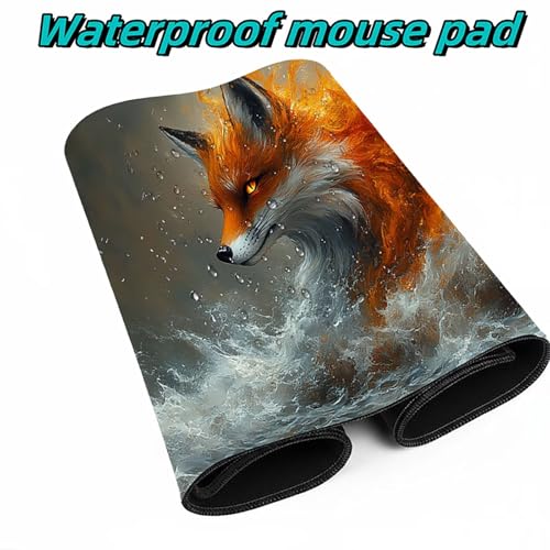 Mauspad Fuchs Mousepad Tier, Mousepad XXL 500x1000x3 mm Genähte Kanten Genauigkeit und Geschwindigkeit Verbessern, Maus Schreibtischunterlage für Büro Gaming Zubehör Geschenke für Männer DBYH-1789 Bild 4