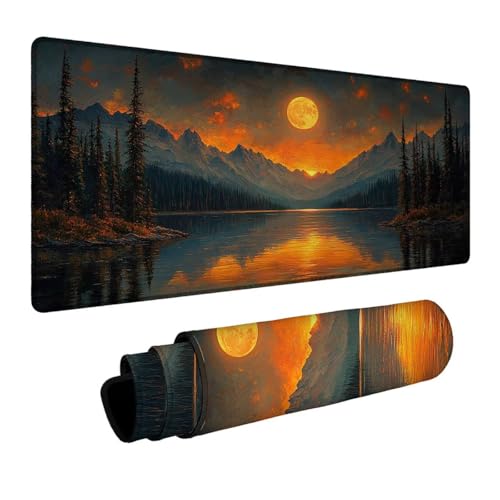 Mauspad Mond Mauspad xxl 140x60x0.3cm, Wasserdicht Mousepad Antirutsch Gummibasis Schreibtischunterlage für Büro Gaming, Mouse Pad Baum für Pc Gaming Maus Tastatur Kabellos Laptop Herbstdeko DBYH-4729 Bild 1