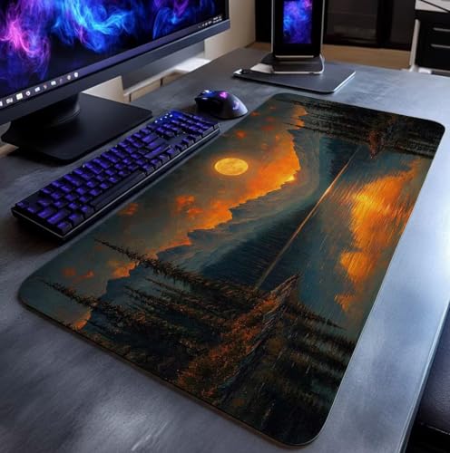 Mauspad Mond Mauspad xxl 140x60x0.3cm, Wasserdicht Mousepad Antirutsch Gummibasis Schreibtischunterlage für Büro Gaming, Mouse Pad Baum für Pc Gaming Maus Tastatur Kabellos Laptop Herbstdeko DBYH-4729 Bild 3